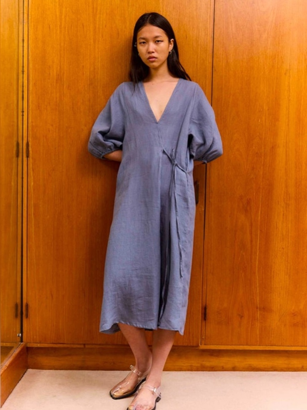 Deji Studios Crease Bind Dress in Air